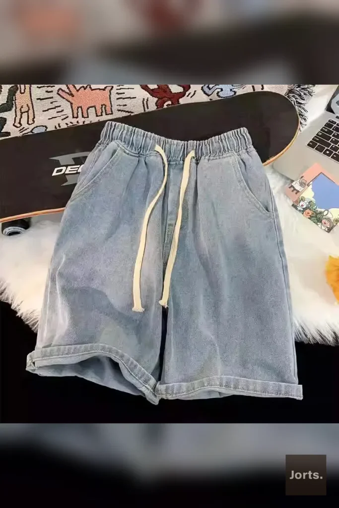 Hemline detail of the men's casual polyester shorts, featuring a clean finish.