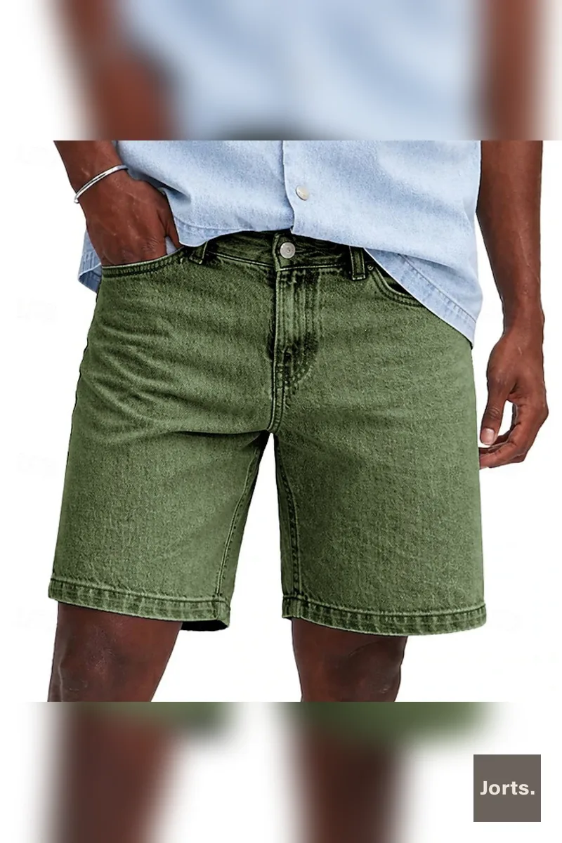 Vintage Minimalist Mens Loose Fit Cropped Denim Jorts
