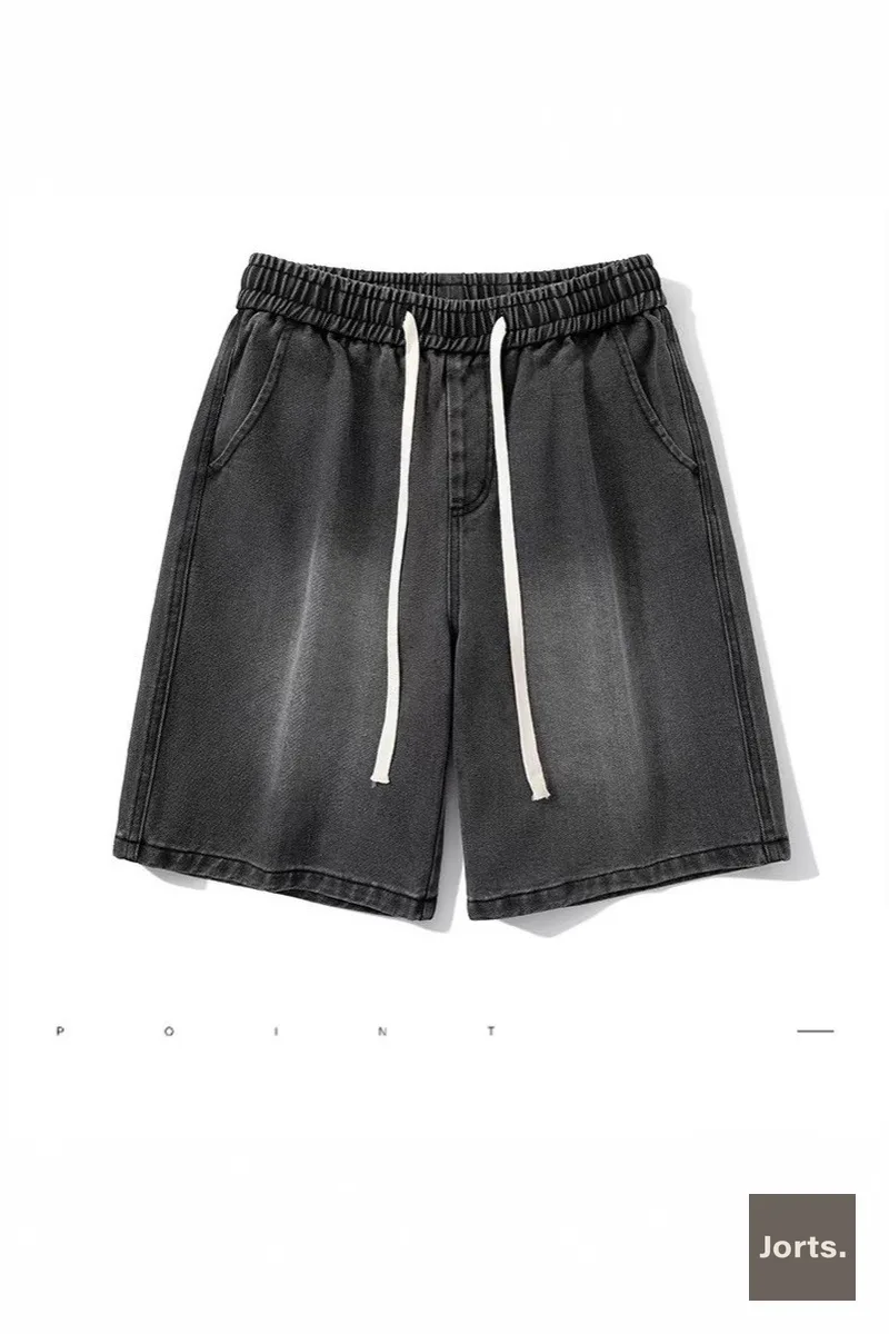 Street Y2K Washed Straight-Leg Jorts for Men Women
