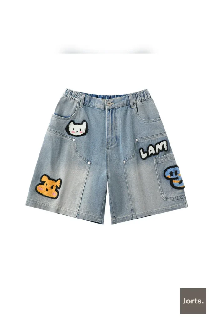 Iconic Embroidered Workwear Denim Shorts for Men