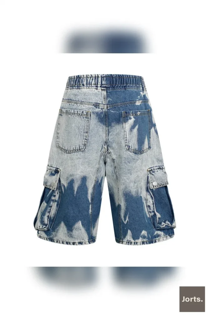 Retro Men’s Multi-Pocket Tie-Dye Loose-Fit Denim Shorts
