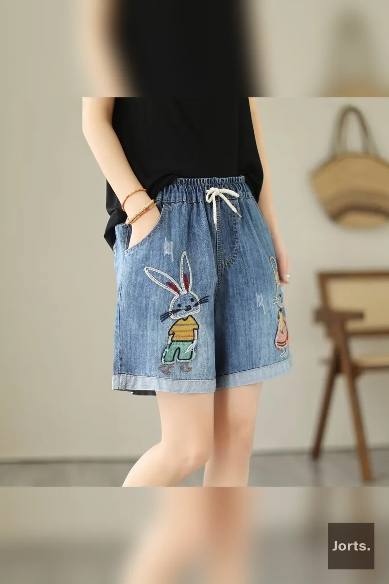 Iconic Women's Wide-leg Plus-size Relaxed Denim Shorts