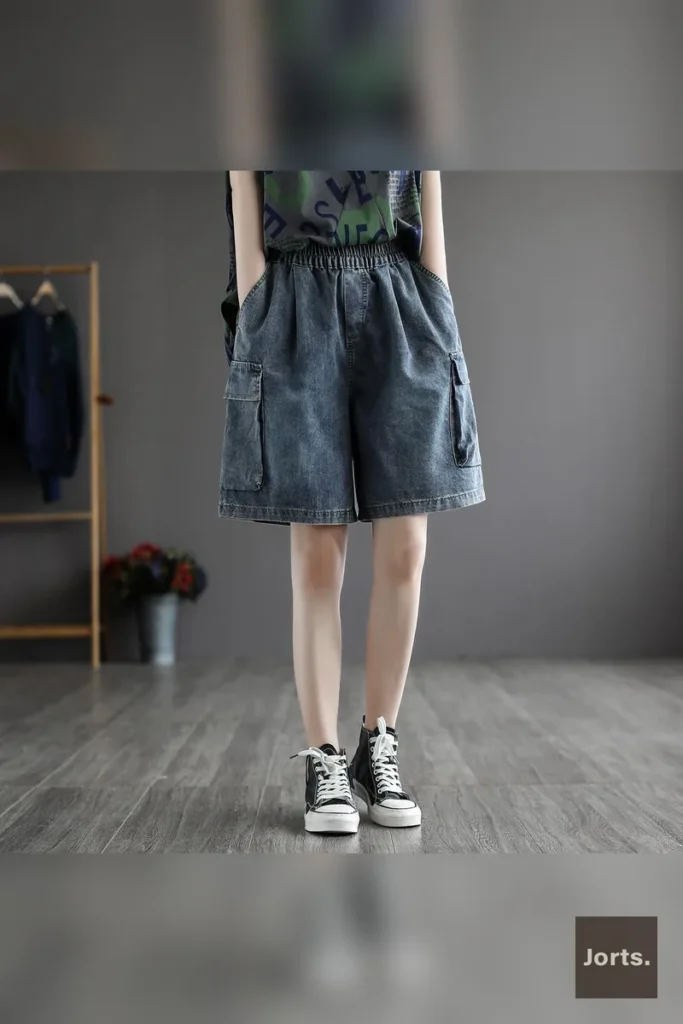 Vintage Plus-Size Baggy High-Waist Denim Shorts for Women