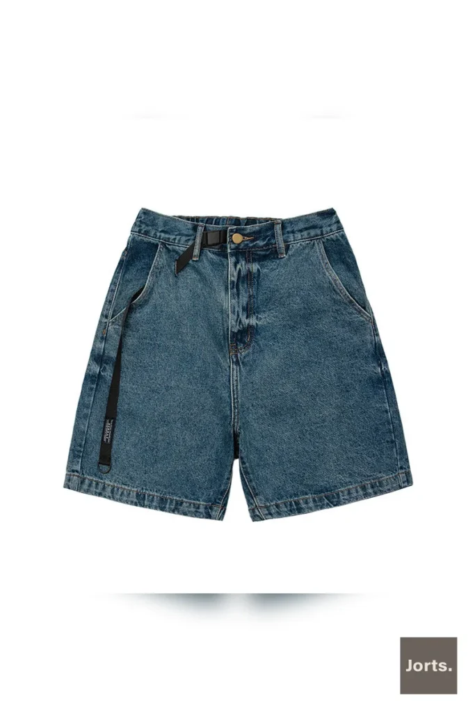 Retro Men’s Dark Denim Shorts – Mid Waist Y2K Style