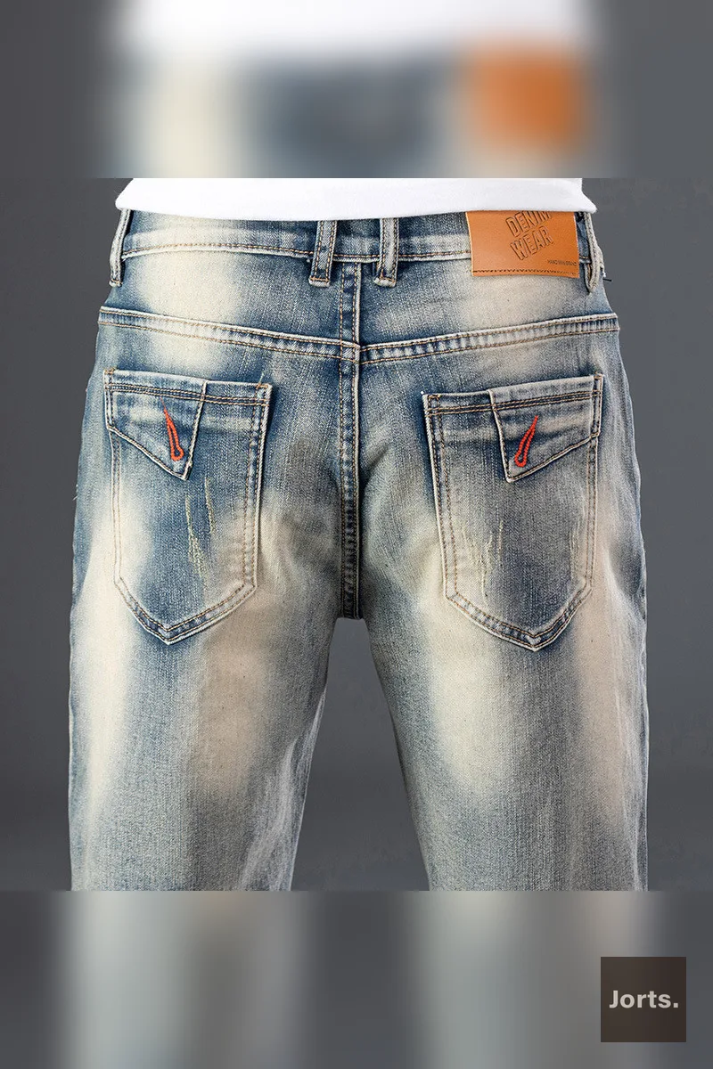 Street Men's Y2K Stitch Denim Jorts - Mid-Length Throwback