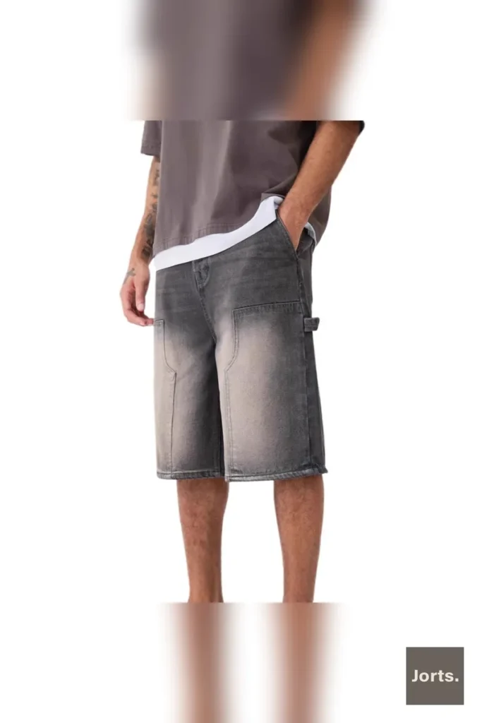 Street Men’s Y2K Baggy Denim Straight-Leg Cropped Jorts
