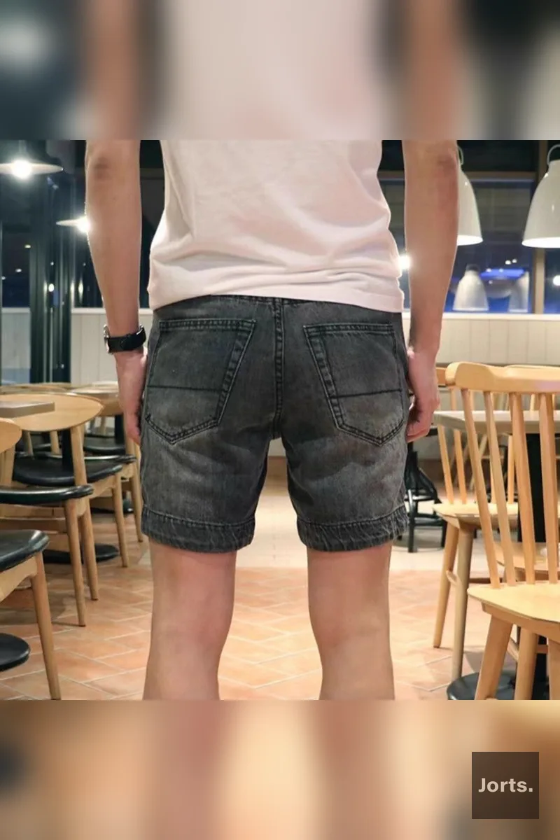 Retro Men's Washed Denim Jorts - Relaxed Fit Shorts