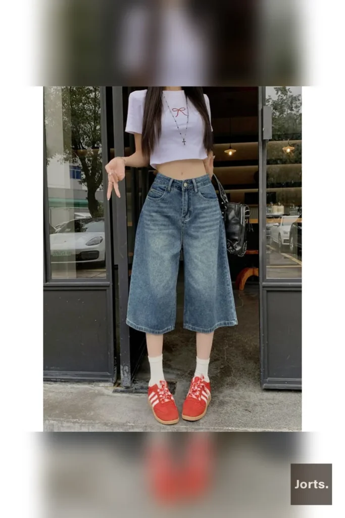 Vintage Women’s High-Waist Cropped Baggy Denim Jorts