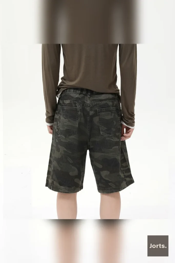 Signature Men’s Baggy Wide Leg Camouflage Denim Shorts