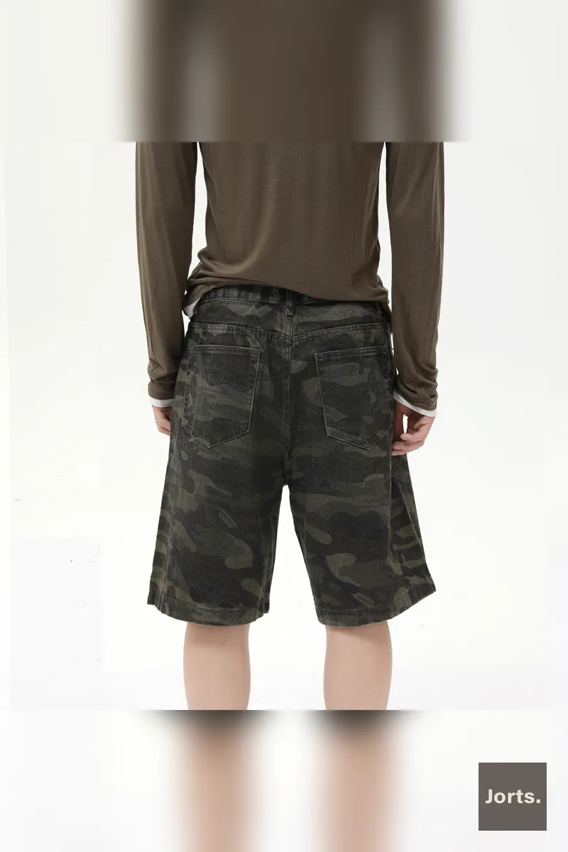 Signature Men's Baggy Wide Leg Camouflage Denim Shorts