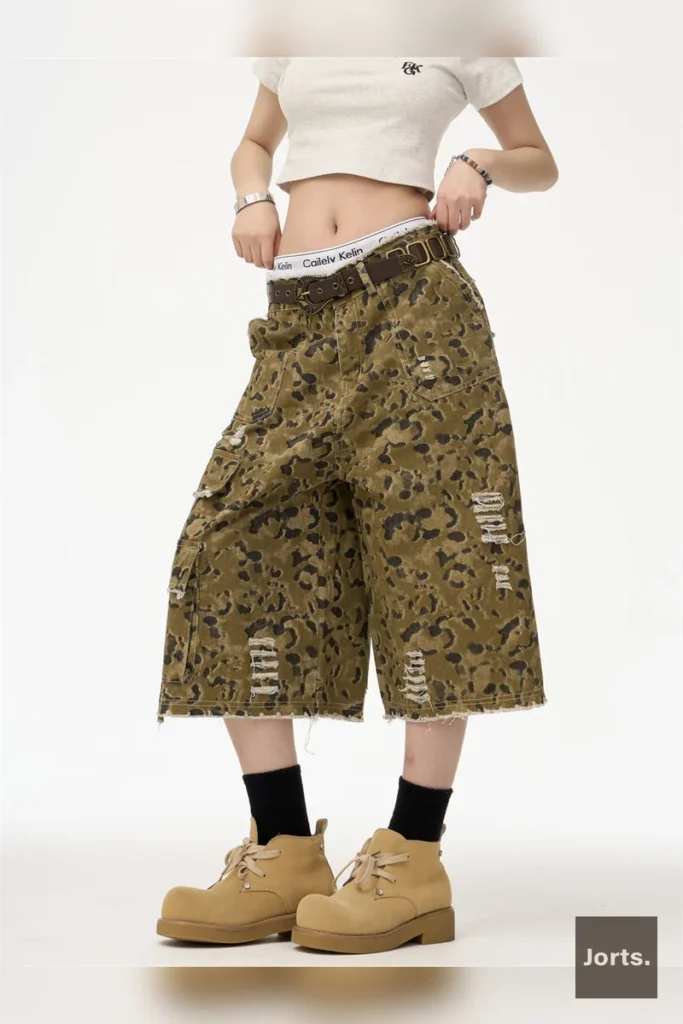 Retro Women’s Straight Leg Cropped Camouflage Jorts