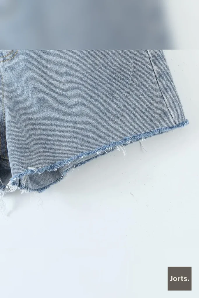 Street Double Waist Cut-out Raw Edge Blue Jorts