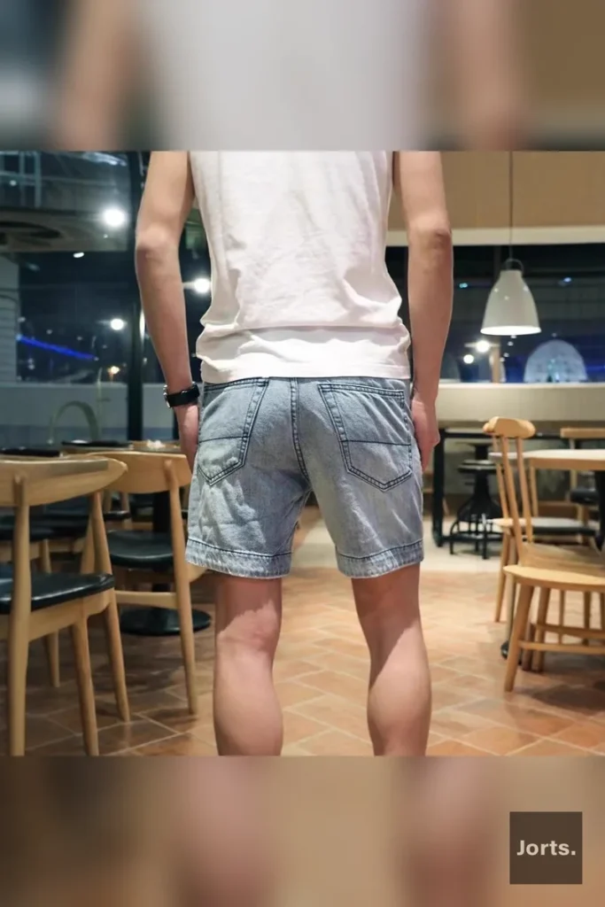 Men's retro black-gray washed denim jorts with a relaxed fit, ideal for a versatile Y2K streetwear look.
