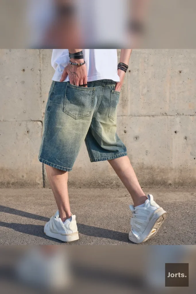 Mens Y2K loose-fit denim straight-leg pants styled for an urban streetwear look, embodying nostalgic fashion.