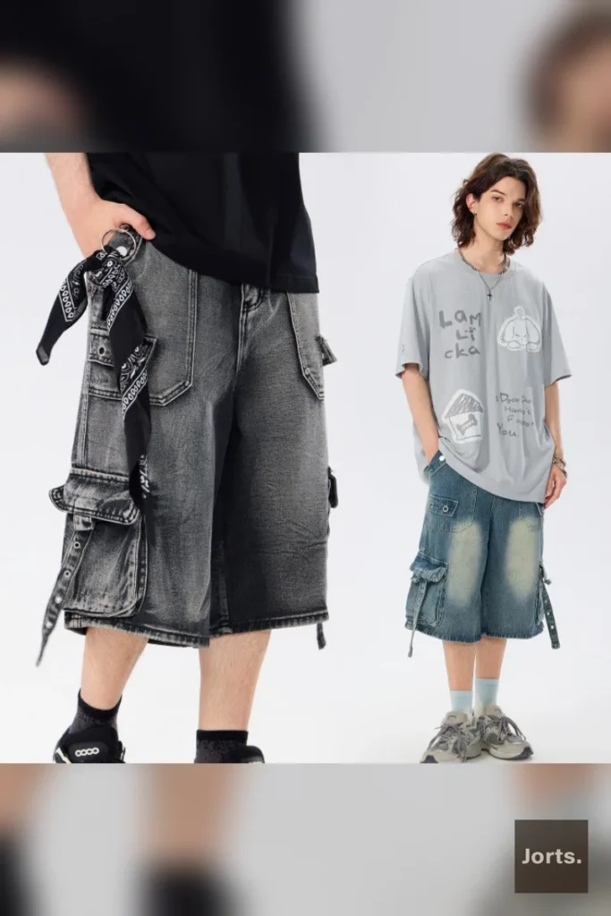 Back view of Mens Y2K loose workwear pants, showcasing the rear pocket details.