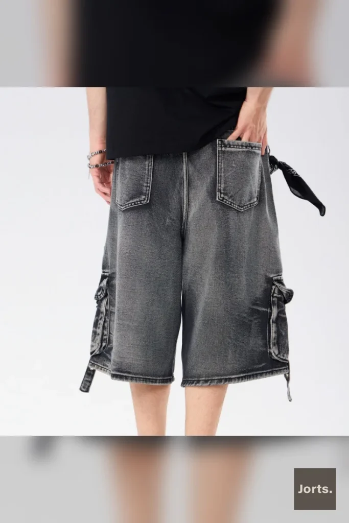 Side view of Mens Y2K loose workwear pants, highlighting the relaxed fit and straight leg.