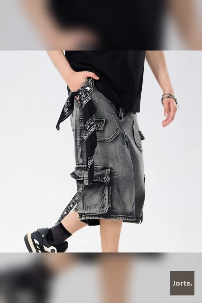 Mens Y2K loose workwear pants styled with a vintage-inspired streetwear outfit.