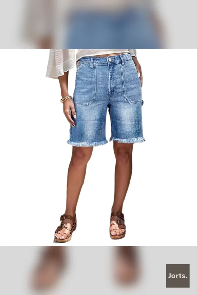 Side view of woman in vintage ultra-low rise patterned capri pants, showing fit.