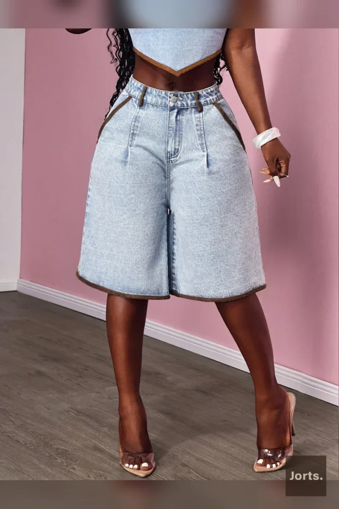 Women's Y2K blue bell bottom cropped jeans, high waist and micro flared, front view