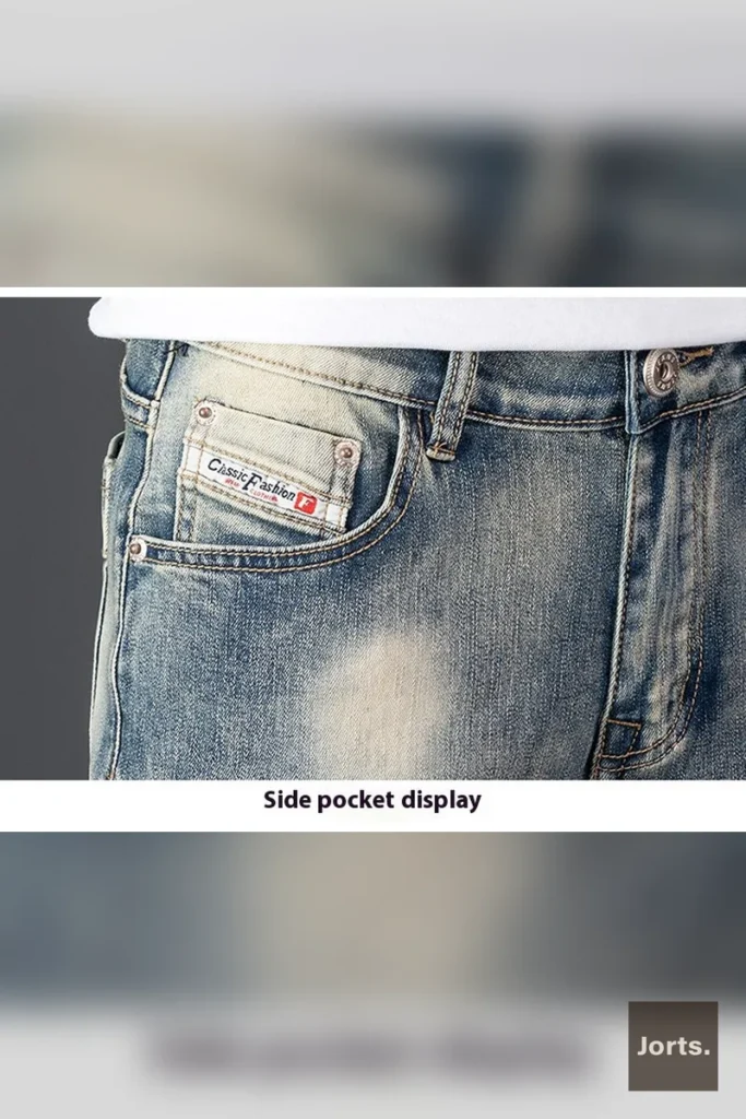 Men's Y2K jorts with a straight leg opening, perfect for a casual streetwear look.