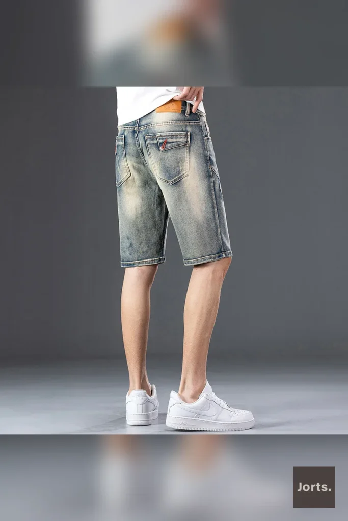 Full outfit shot featuring Y2K men's streetwear shorts in a complete look.
